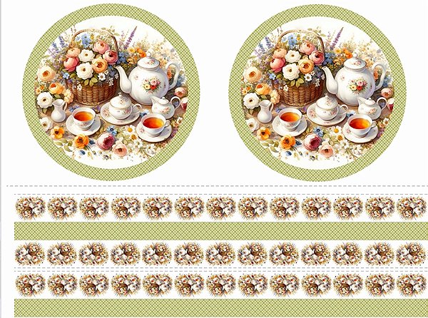 SARJA DIGITAL 100% ALGODÃO ESTAMPADA JARDIM DA REALEZA| AMERICANO REDONDO 3D [10 PEÇAS + 5 BARRADOS] 1,26m X 1,70m | LUO0001