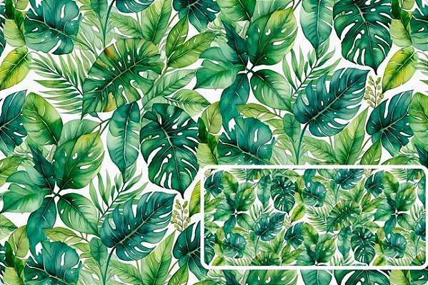 TECIDO TRICOLINE DIGITAL 100% ALGODÃO ESTAMPADO 3D FOLHAGEM FUNDO CLARO 0,50cm X 1,50m | 93777C01