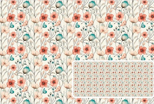 TECIDO TRICOLINE DIGITAL 100% ALGODÃO ESTAMPADO FLORAL MIUDO 0,50cm X 1,50m | 93704C01