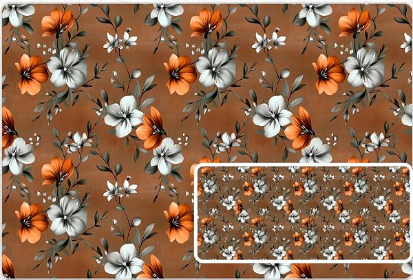 TRICOLINE DIGITAL 100% ALGODÃO ESTAMPADA FLORAL PEQUENO 0,50cm x 1,50m | 93746C01