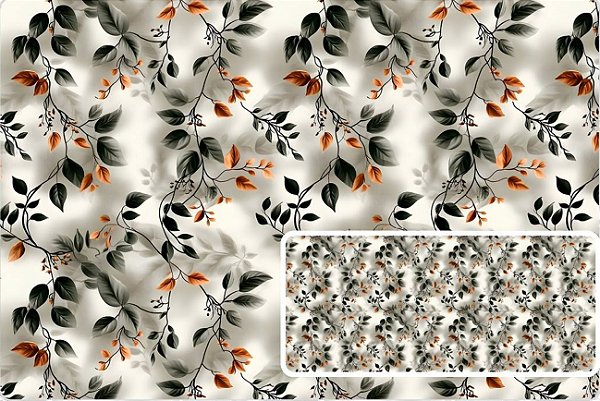 TRICOLINE DIGITAL 100% ALGODÃO ESTAMPADA RAMOS FUNDO CLARO 0,50cm x 1,50m | 93749C01