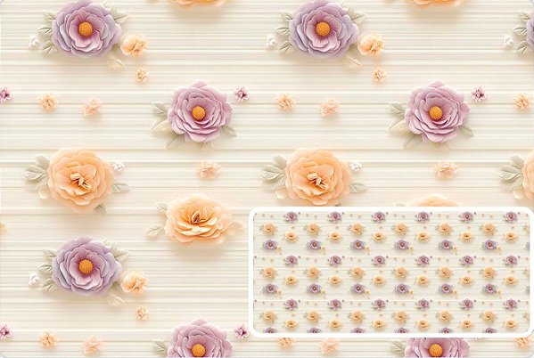 TRICOLINE DIGITAL 100% ALGODÃO ESTAMPADA 3D FLORES FUNDO TEXTURA 0,50cm x 1,50m | 93717C01