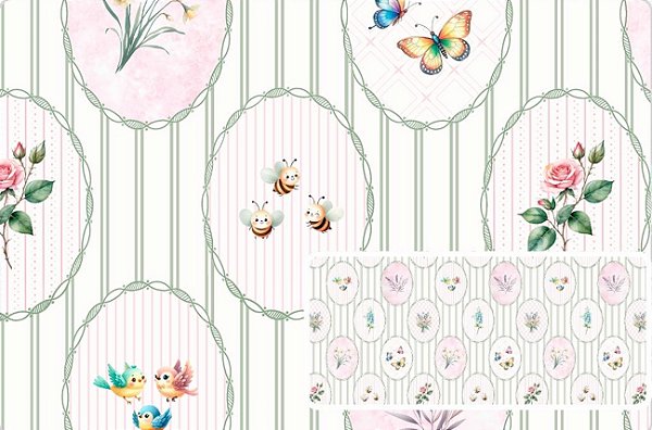 TECIDO TRICOLINE DIGITAL 100% ALGODÃO ESTAMPADO PROVENCE BABY 0,50cm X 1,50m | 93781C01