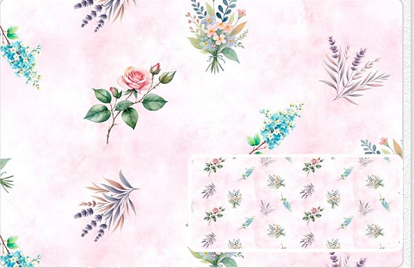 TECIDO TRICOLINE DIGITAL 100% ALGODÃO ESTAMPADO PROVENCE BABY 0,50cm X 1,50m | 93784C01