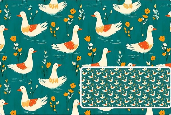 TRICOLINE DIGITAL 100% ALGODÃO ESTAMPADA ANIMAIS GANSO 0,50cm X 1,50m | 93719C01