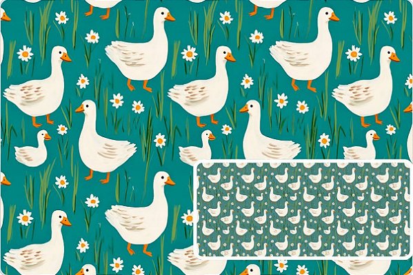 TRICOLINE DIGITAL 100% ALGODÃO ESTAMPADA ANIMAIS GANSO 0,50cm X 1,50m | 93720C01
