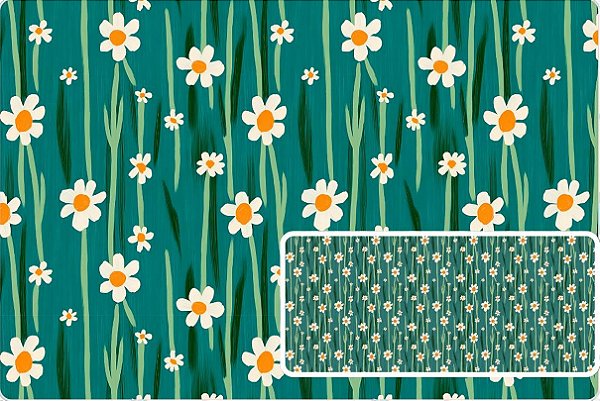 TRICOLINE DIGITAL 100% ALGODÃO ESTAMPADA MARGARIDA PEQUENA 0,50cm X 1,50m | 93723C01