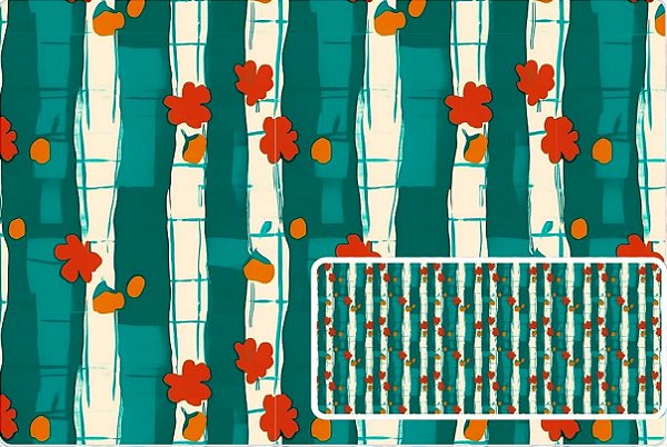 TRICOLINE DIGITAL 100% ALGODÃO ESTAMPADA MODERN LISTRADO 0,50cm X 1,50m | 93724C01