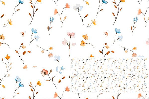 TRICOLINE DIGITAL 100% ALGODÃO ESTAMPADA PETALAS E RAMOS  0,50cm x 1,50m | 93796C01