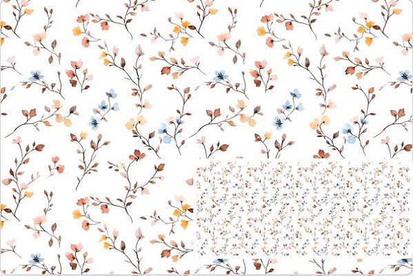 TRICOLINE DIGITAL 100% ALGODÃO ESTAMPADA RAMOS 0,50cm x 1,50m | 93797C01