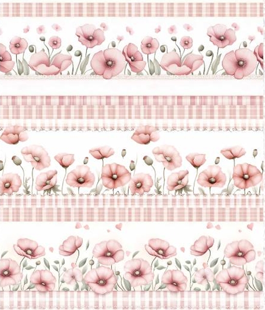 TRICOLINE DIGITAL 100% ALGODÃO BARRADO ESTAMPADA FLORAL ROSA 0,55cm x 1,50m | 93778C01
