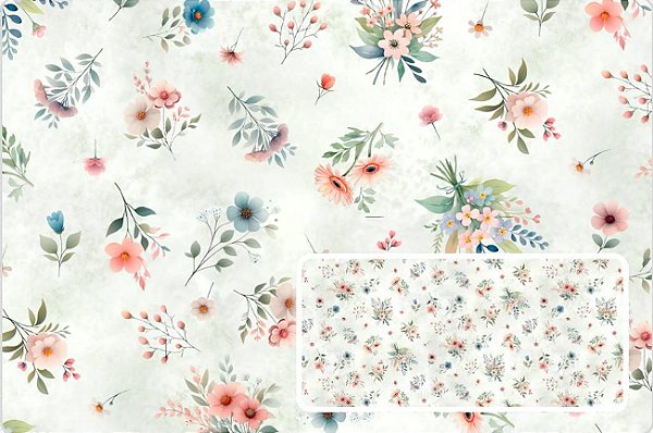 TECIDO TRICOLINE DIGITAL 100% ALGODÃO ESTAMPADO PROVENCE BABY 0,50cm X 1,50m | 93786C01