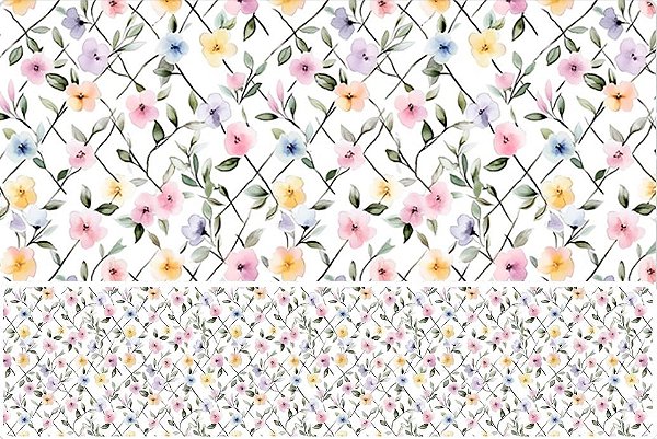 TRICOLINE DIGITAL 100% ALGODÃO ESTAMPADA FLORAL TRELIÇA 0,50cm X 1,50m | 93708C01