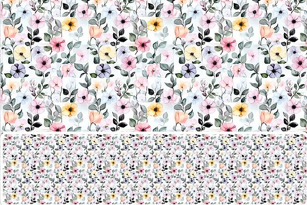 TRICOLINE DIGITAL 100% ALGODÃO ESTAMPADA FLORES EM PATCH 0,50cm X 1,50m | 93711C01