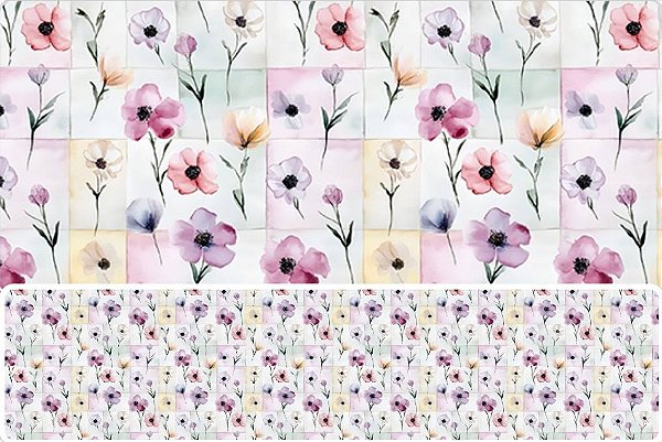 TRICOLINE DIGITAL 100% ALGODÃO ESTAMPADA FLORES GEOMÉTRICOS 0,50cm X 1,50m | 93712C01