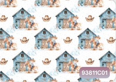 TRICOLINE DIGITAL 100% ALGODÃO ESTAMPADA ANIMAIS COUNTRY 0,50cm X 1,50m | 93811C01