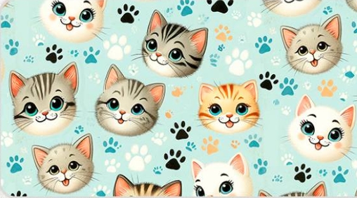 TRICOLINE DIGITAL 100% ALGODÃO ESTAMPADA ANIMAIS GATOS 0,50cm X 1,50m | 93788C01