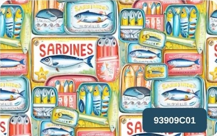 TRICOLINE DIGITAL 100% ALGODÃO ESTAMPADA LATAS DE SARDINHA 0,50cm X 1,50m | 93909C01