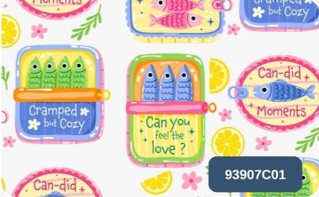 TRICOLINE DIGITAL 100% ALGODÃO ESTAMPADA LATAS DE SARDINHA 0,50cm X 1,50m | 93907C01