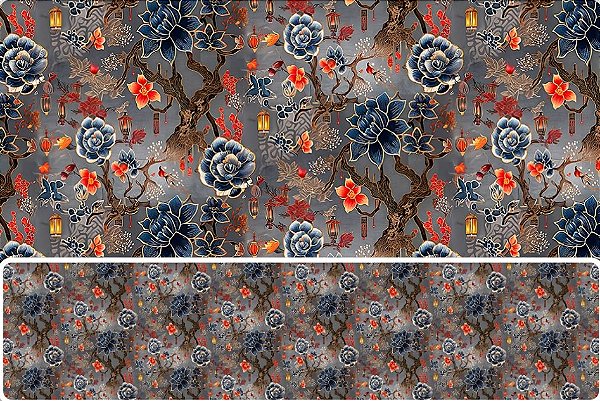 TRICOLINE DIGITAL 100% ALGODÃO ESTAMPADA ORIENTAL 0,50cm x 1,50m | 93819C01