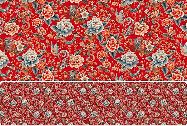 TRICOLINE DIGITAL 100% ALGODÃO ESTAMPADA ORIENTAL 0,50cm x 1,50m | 93821C01