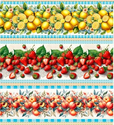 TRICOLINE DIGITAL 100% ALGODÃO BARRADO ESTAMPADA FRUTAS 0,55cm x 1,50m | 93790C01