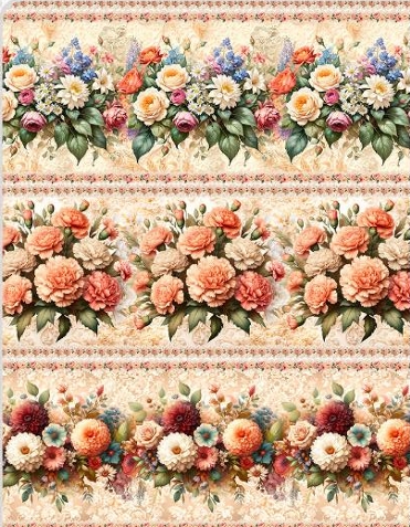 TRICOLINE DIGITAL 100% ALGODÃO BARRADO ESTAMPADA FLORAL 0,55cm x 1,50m | 93800C01