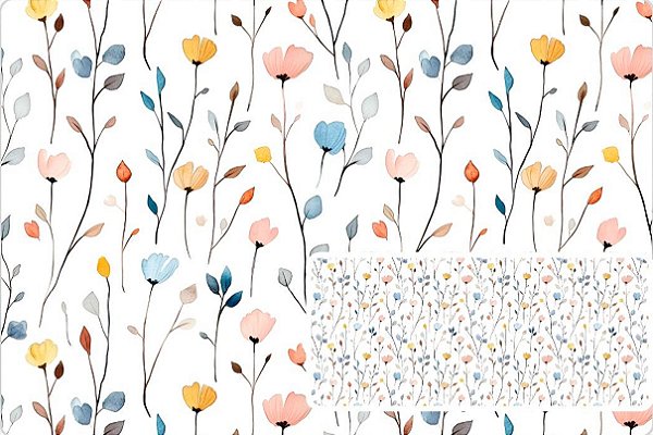 TRICOLINE DIGITAL 100% ALGODÃO ESTAMPADA PETALAS COM CAULE 0,50cm x 1,50m | 93793C01