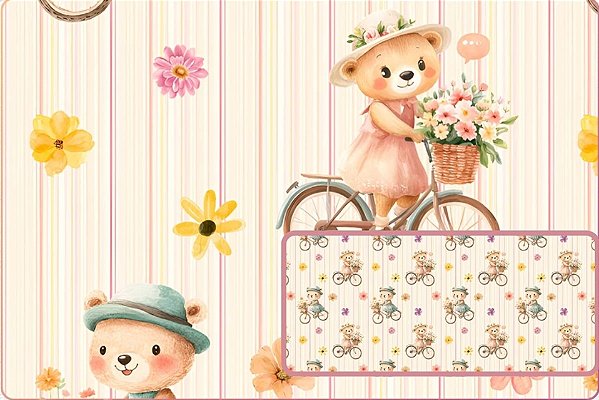 TRICOLINE DIGITAL 100% ALGODÃO ESTAMPADA ANIMAIS URSO 0,50cm X 1,50m | 93878C01