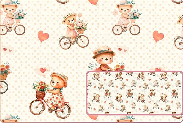 TRICOLINE DIGITAL 100% ALGODÃO ESTAMPADA ANIMAIS URSO 0,50cm X 1,50m | 93858C01