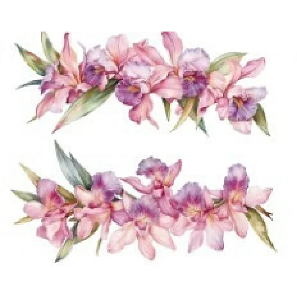 TRANSFER TEXTIL PASSE E CRIE - BARRADO DE ORQUÍDEAS | Modelo PC0001