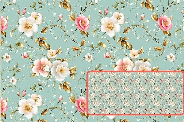 TECIDO TRICOLINE DIGITAL 100% ALGODÃO ESTAMPADO FLORAL FUNDO VERDE 0,50cm X 1,50m | 93848C01