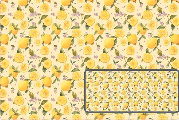 TRICOLINE DIGITAL 100% ALGODÃO ESTAMPADA LIMÃO PEQUENO FUNDO AMARELO 0,50cm X 1,50m | 93832C01