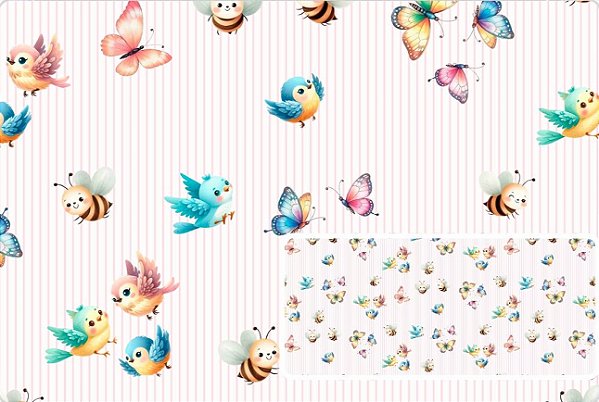 TECIDO TRICOLINE DIGITAL 100% ALGODÃO ESTAMPADO PROVENCE BABY 0,50cm X 1,50m | 93785C01