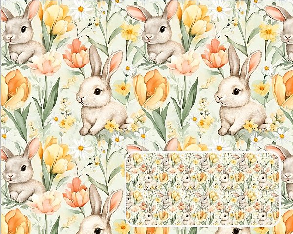 TRICOLINE DIGITAL 100% ALGODÃO ESTAMPADA PASCOA FLORIDA 0,50cm x 1,50m | P0046C01