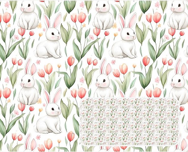 TRICOLINE DIGITAL 100% ALGODÃO ESTAMPADA PASCOA FLORIDA 0,50cm x 1,50m | P0047C01