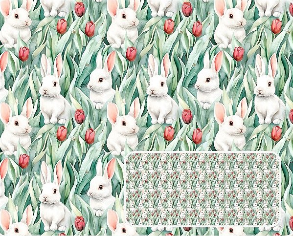 TRICOLINE DIGITAL 100% ALGODÃO ESTAMPADA PASCOA FLORIDA 0,50cm x 1,50m | P0048C01