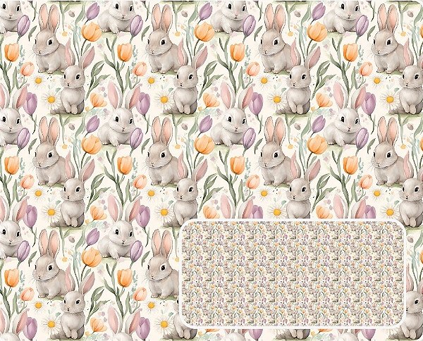 TRICOLINE DIGITAL 100% ALGODÃO ESTAMPADA PASCOA FLORIDA 0,50cm x 1,50m | P0049C01