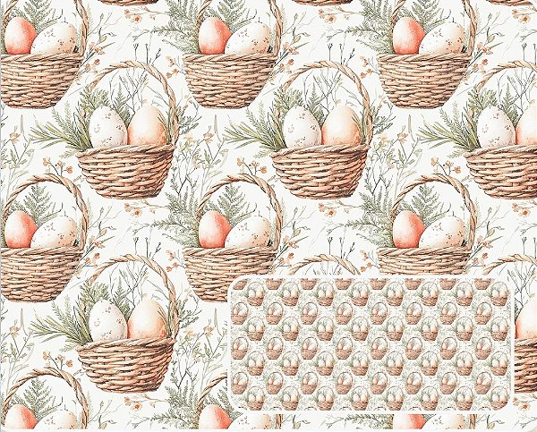 TRICOLINE DIGITAL 100% ALGODÃO ESTAMPADA PASCOA CAMPESTRE 0,50cm X 1,50m | P0052C01