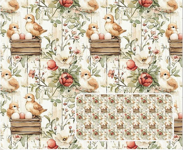 TRICOLINE DIGITAL 100% ALGODÃO ESTAMPADA PASCOA CAMPESTRE 0,50cm X 1,50m | P0055C01