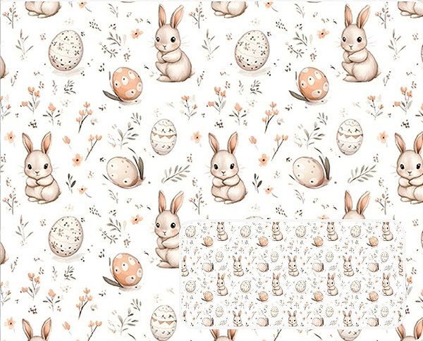 TRICOLINE DIGITAL 100% ALGODÃO ESTAMPADA PASCOA 2026 0,50cm X 1,50m | P0036C01