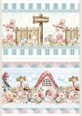 TRICOLINE DIGITAL 100% ALGODÃO ESTAMPADA 3D BARRADO PASCOA VINTAGE 0,55cm x 1,50m | IV002C01