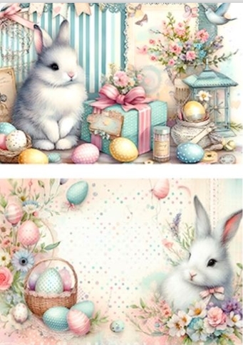 TRICOLINE DIGITAL 100% ALGODÃO ESTAMPADA | PAINEL AMERICANO RETANGULAR PASCOA 0,50cm x 1,50m [ 4 PEÇAS COM 2 ESTAMPAS DIFERENTES ] | P0057C01