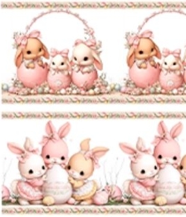 TRICOLINE DIGITAL 100% ALGODÃO ESTAMPADA BARRADO PASCOA 0,55cm x 1,50m | P0059C01