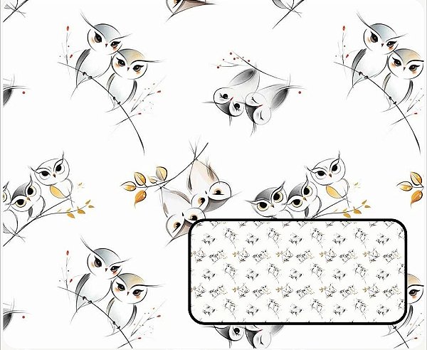 TRICOLINE DIGITAL 100% ALGODÃO ESTAMPADA ANIMAIS CORUJA 0,50cm X 1,50m | 93881C01