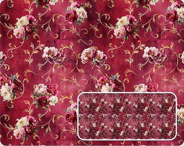 TRICOLINE DIGITAL 100% ALGODÃO ESTAMPADA FLORAL 0,50cm x 1,50m | JB020C01