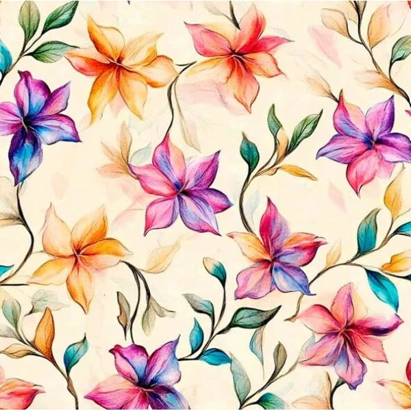 TECIDO TRICOLINE DIGITAL 100% ALGODÃO ESTAMPADO FLORAL FUNDO CLARO 0,50cm X 1,50m | 93756C01