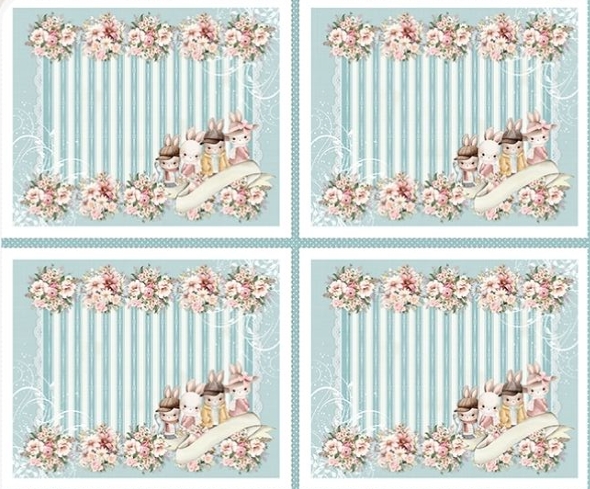 SARJA DIGITAL 100% ALGODÃO ESTAMPADA | AMERICANO PASCOA VINTAGE 4 PEÇAS 0,50cm X 1,70m | IV001S01
