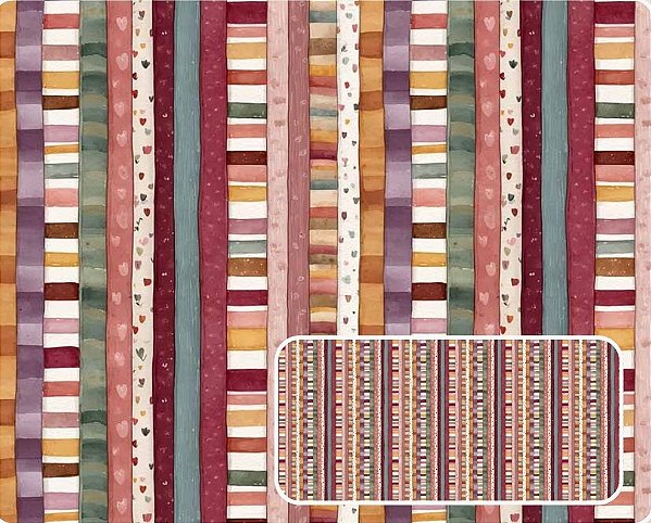 TRICOLINE DIGITAL 100% ALGODÃO ESTAMPADA LISTRADO 0,50cm X 1,50m | CMC00110