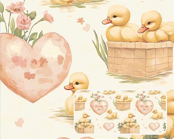 TRICOLINE DIGITAL 100% ALGODÃO ESTAMPADA ANIMAIS PATOS 0,50cm X 1,50m | 93894C01